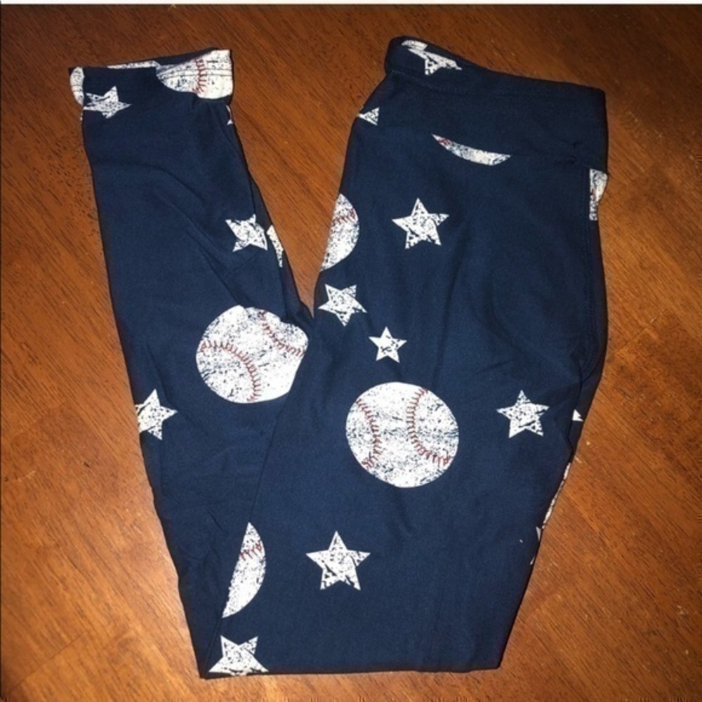 Baseball Leggings Blue Girls 6T- 10 L XL NEW